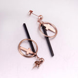 Pendientes de Cruz de oro rosa, conjunto de pendientes colgantes para mujer, joyería de moda, pendientes redondos grandes brincos oorbellen