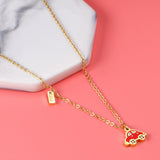 ASON Cute Red Little Car Pendant Necklace 316L Stainless Steel Cartoon Taxi Necklace for Women Fashion Jewelry Accessories