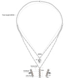 ASON 316L acier inoxydable rond AAA + CZ or ensemble de bijoux de mariage de mariée pour les femmes 2019 collier pendentif petite boucle d'oreille