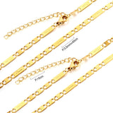 2mm/3.5mm 40+5cm Waterproof Chain Necklaces Stainless Steel Gold Plated Grunge Cross Pattern Goth Steel Man Choker