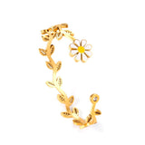 Daisy Cuff Bangles Gold Color Plant Boho Opening Bracelets For Elegant Ladies Fairy Girls Jewelry pulseiras feminin