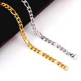 ASON 7mm Cuban Link Chain Bracelets Stainless Steel Gold Color for Men Women Party Gift Fashion Bangle Jewelry Boho