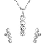 ASON Necklace Sets Colorful Round Cubic Zirconia Pendant Necklace Fashion Stud Earring Fashion Jewelry Women Party Gift