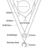 ASON Moon and Star Pendant Multi-layer Necklace 316L Stainless Steel Fashion Chains for Women Party Gift Jewelry Accessory