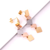 korean style Drop Square Round Earing Stainless Steel 2020 Dangle Earrings Set For Women Fashion Jewelry Party Gift