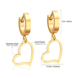 ASON Female Round Hoop Drop Earrings Stainless Steel Heart Pendants Earring Fashion Jewelry Collier 2022 New Anti-allergy