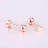 ASON Rose Gold/Black Stud Earrings Heart Stainless Steel Women Earrings Jewelry Gift Accessories,Anti-allergy