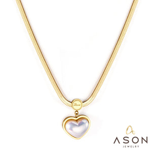 ASON-collar con colgante de perlas en forma de corazón de imitación para mujer, gargantilla de acero inoxidable, regalo de joyería de boda 