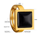 Conjunto de anillos de acero inoxidable 2020 de Color dorado para mujeres, hombres, parejas, ópalos negros, piedra, anillo para niñas, joyería, anillo de boda