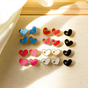 5 Colors Fashion Jewelry Stainless Steel Heart Stud Earring Set For Women's Shell Korean Earrings Set Brinco