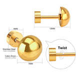 Stainless Steel Gold Ball Earrings Screw Back 2020 Stud Earring Set For Women's Fashion Jewelry Brincos Aretes