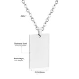 Collier ras du cou doré en acier inoxydable, pendentif rond/carré/Rectangle pour hommes/femmes, chaîne, étiquette vierge 