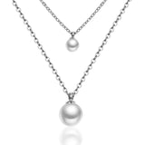 ASON Double Link Chain Choker Necklaces Stainless Steel Imitation Pearl Round Pendant Necklaces Female Party Wholesale Gift