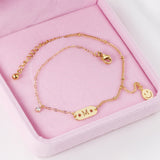 ASON-tobillera con dije de cara sonriente y Letra de Color dorado para mujer, cadena de pie de acero inoxidable, regalo de fiesta, joyería 