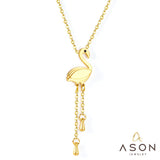 ASON Gold Color Bird Pendant Necklace Stainless Steel Non-Allergic Choker for Women Fashion Jewelry Party Gift Accessory