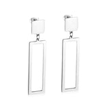 ASON Drop Earrings Jewelry Geometric Rectangle Long Dangle Stainless Steel Earring for Women Girls Party Fashion Gift