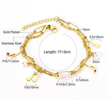 ASON Unusual 316L Stainless Steel Charm Bracelet Gold Color Bangle with Extender 17+3cm Fashion Jewelry Accessories