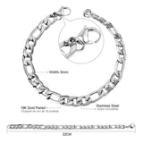 ASON 8mm Stainless Steel Chain Gold Color Cuban Link Bracelet Bangle for Men Women Party Gift Wholesale Fashion Jewelry