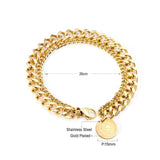 ASON Fashion 316L Stainless Steel Double Chain Bracelet with Coin Cuban Link Chain Bangles Unisex Wrist Jewelry