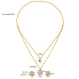 ASON Double Round Rolo Cuban Link Chains Jewelry Sets Stainless Steel Cubic Zirconia Pendant Necklace Earring Bijoux Party