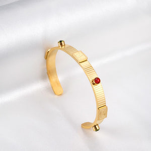 Gold Color Women Cuff Braclets Green Red Zirconia Bangles For Women Party Gifts Tough Bracelets 2022