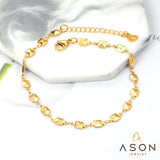 ASON Gold Color Square Charm Geometric Anklet Stainless Steel Foot Chain Beach Jewelry for Women Party Gift Fashion Jewelry