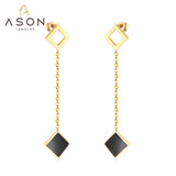 ASON-pendientes colgantes de estilo coreano para mujer, aretes colgantes de concha cuadrada, joyería de acero inoxidable, regalo de fiesta 