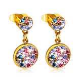 ASON Round Cubic Zircnia Drop Earrings Stainless Steel 2022 New Punk Earrngs for Girl/Women Daily Wear