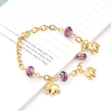 ASON Fashion Elephant Charm Beads Chain Bracelets for Women Gold Color Stainless Steel Bangle Pendant Accessories Jewelry