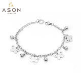 ASON mariposa pulsera de moda con bola de acero accesorios de encanto Color plata acero inoxidable para mujer regalo de fiesta, joyería 