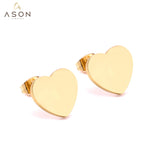 ASON Lover's Jewelry Gold Color Heart Earrings Stainless Steel Push Back Piercing Stud Earrings Ladies Accessories Party