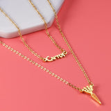 ASON Gold Color Unusual Carrot Pendant Necklace Double Chain Stainless Steel Necklaces for Women Fashion Jewelry Gift