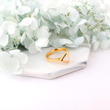 ASON Gold Color Trendy Style Stainless Steel Triangle Ring With White Shell For Women Party Jewelry Accessory Daily Wear