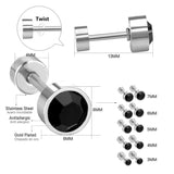 ASON 3-7mm rond cristal vis Piercing boucles d'oreilles couleur or noir acier inoxydable femme cadeau de noël bijoux de fête