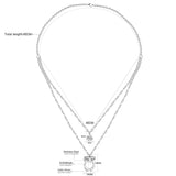 ASON Double chaînes colliers 45 cm colliers Bijoux hibou pendentif colliers rond cubique zircone accessoires Bijoux femme