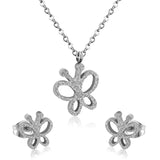 ASON Charm Butterfly Pendant Necklace Piercing Earrings Jewelry Sets for Women Fashion Stainless Steel Gold Color Sweet