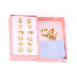 ASON 6Pairs/Box Crown/Flower/Leave Small Piercing Stud Earrings Sets Stainless Steel Gold Color Jewelry For Women Gift