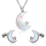 ASON lune étoile coquille en acier inoxydable 316L ensembles de bijoux de mariage de mariée pour les femmes 2019 collier pendentif petite boucle d'oreille 