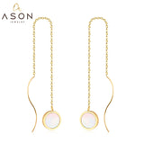 ASON Korean Style Statement Drop Earrings Round Shell Dangle Earring Stainless Steel Jewelry for Women Femme Party Gift