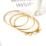 ASON 3 unids/set de pulseras con dije de concha de estrella hueca, brazaletes de acero inoxidable de Color dorado de 60mm para mujer, accesorio de joyería de moda