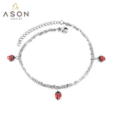 ASON Beetle Insect Mixed Color Accessories Multi-layer Chains Anklet Silver Color Stainless Steel For Women Girl Jewelry