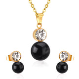 ASON  Classic Jewelry Dubai Jewelry Sets Round Imitation Pearl Pendant Necklace Earring Sets With Round Zirconia Pendants