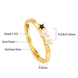 ASON Size 6/7/8/9 Small Star Pattern Finger Ring Gold Color Stainless Steel Fashion Jewelry for Women Party Gift Accessory