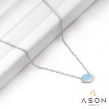 ASON Blue Shell Shape Pendant Necklace Stainless Steel Gold/Silver Color Chain for Women Men Fashion Jewelry Accessories