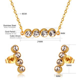 Asonjewelry Cubic Zirconia Gold Color Wedding Jewelry Set for Women 316L Stainless Steel Necklace Pendants Small Stud Earring