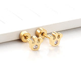 ASON Elegant Crown Cubic Zirconia Piercing Stud Earrings for Women Girls Gold Color Stainless Steel Jewelry Accessories