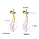 Imitation Pearl Exquisite Pendientes Earrings Stainless Steel Trendy 2022 Dangle Blue Earring Heart Elegant Jewelry