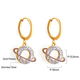 Pendientes mujer boucles d'oreilles rondes en acier inoxydable saturne zircon cubique boucles d'oreilles Brinoc Party nouveaux bijoux Punk boucles d'oreilles 