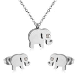 Conjuntos de joyería de circonia cúbica, Collar con colgante de elefante animal, conjuntos de pendientes para mujer, Collar para fiesta al por mayor 