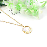 ASON Fashion 18mm Chain Round Star Shell Pendant Necklace Gold Color Stainless Steel for Women Party Gift Fashion Jewelry